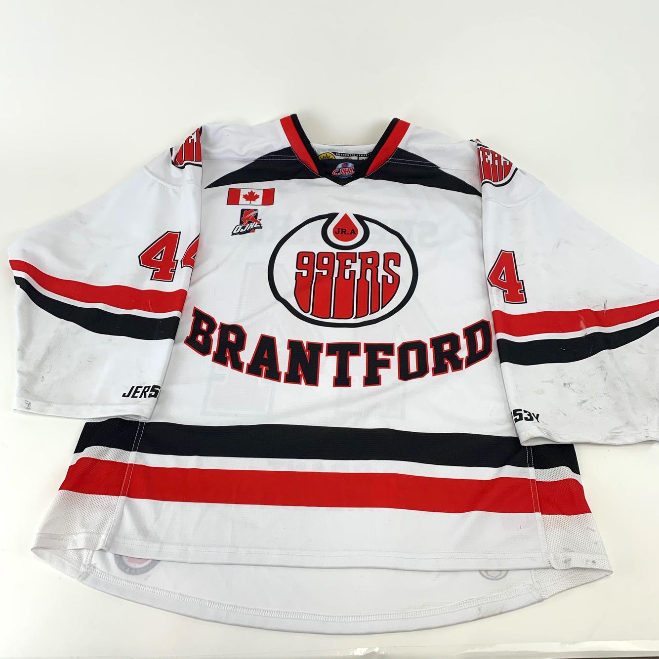 Game Used White CJHL Brantford 99ers Junior A Game Jerseys OJHL