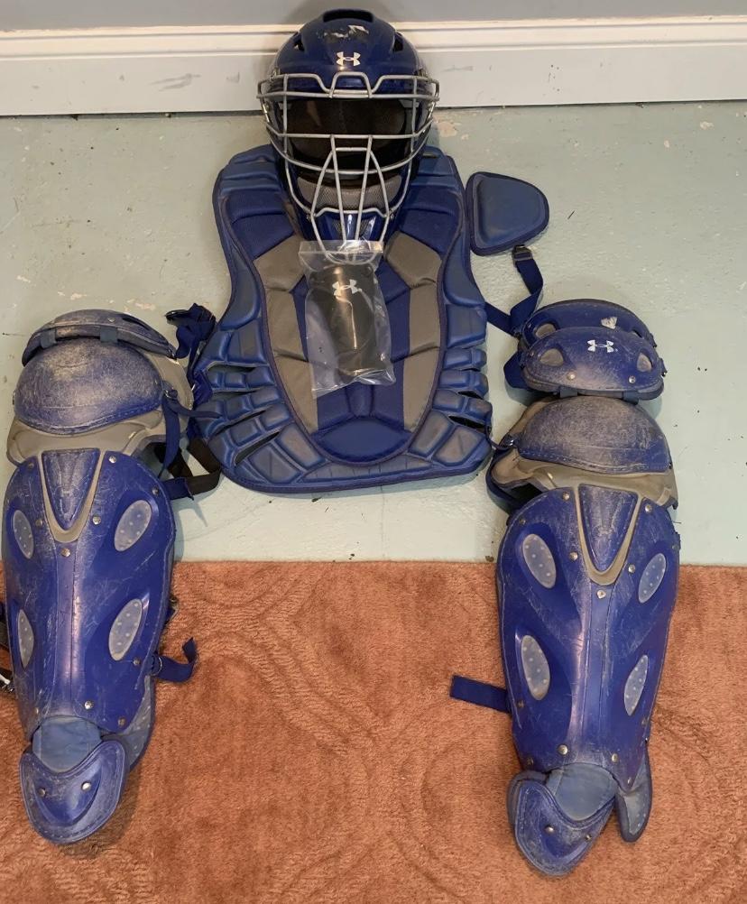 Used Large 1216 Under Armour Victory Series Catcher's Set Royal Blue