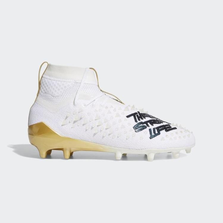 white and gold adizero football cleats