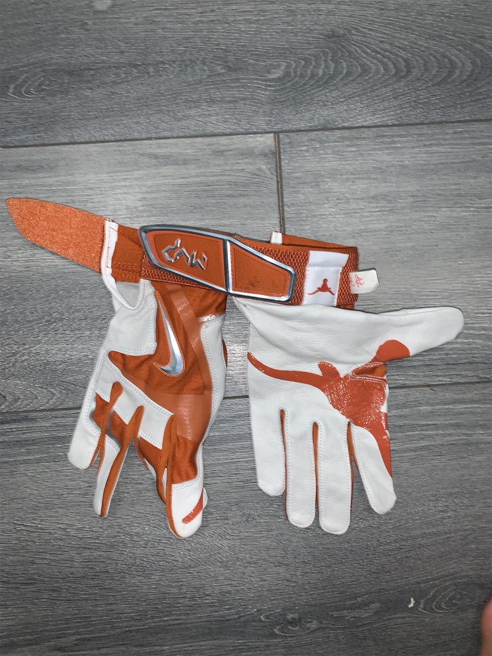 Orange & White Texas LongHorns New Large Nike MVP Batting Gloves