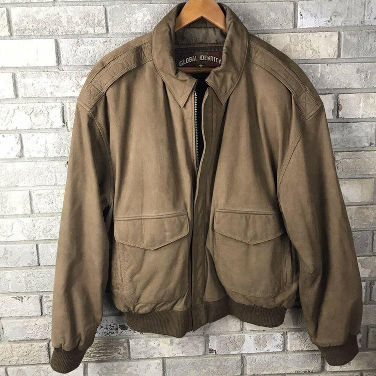 Mens Bomber Leather Jacket By Global Identity G 111 Men S Large Aviator Bomber Sidelineswap