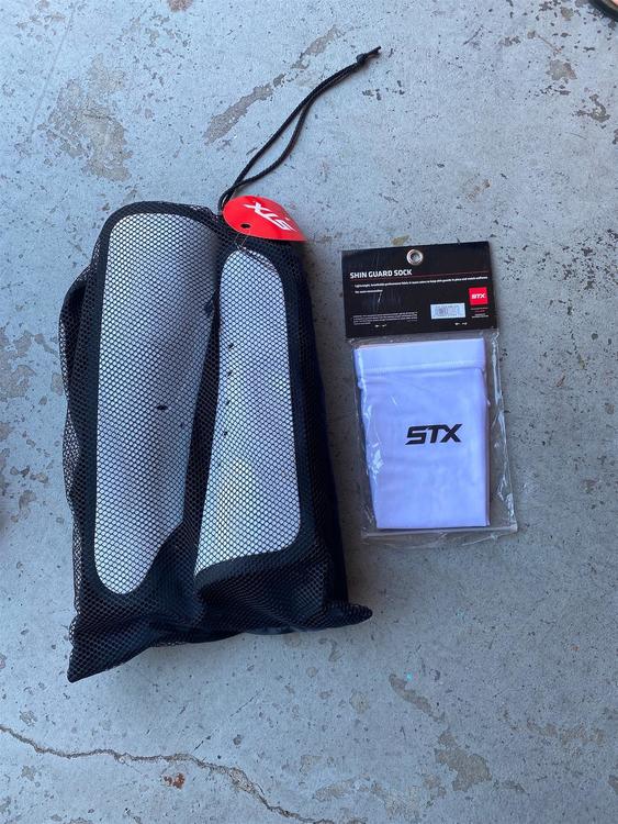 STX New Large Shin guards and socks set Lacrosse Goalie