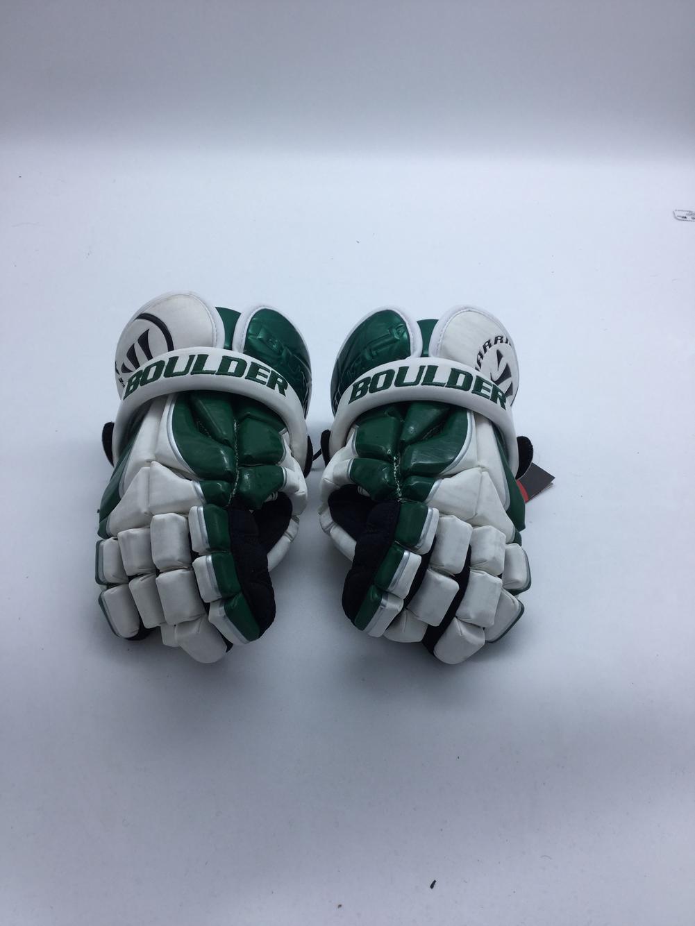 White New Player's Warrior Burn Lacrosse Gloves 12" White & Green