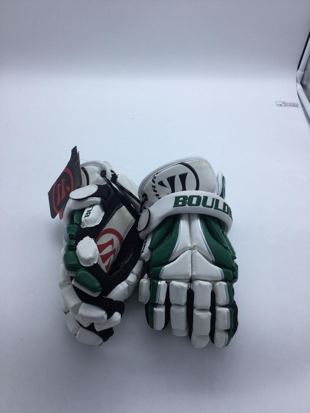 White New Player's Warrior Burn Lacrosse Gloves 12" White & Green