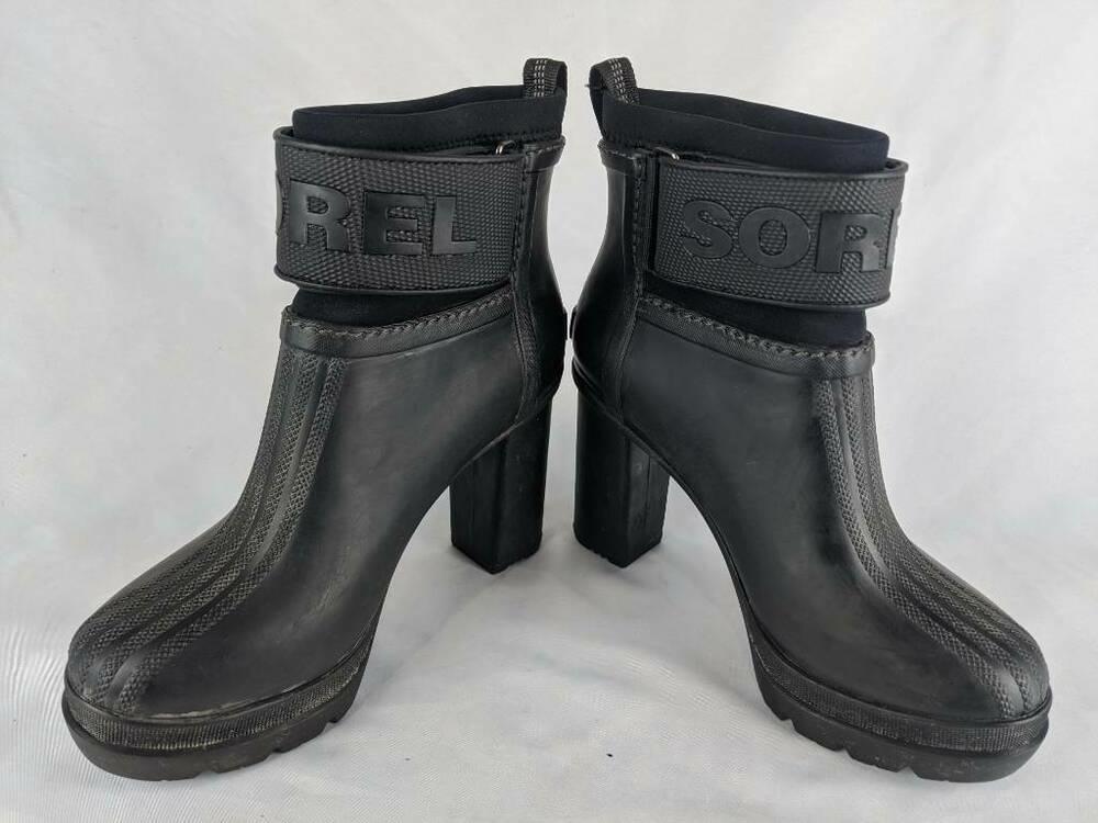 sorel heel rain boots