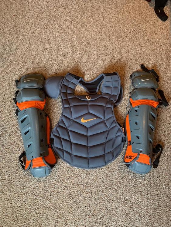 Nike Adult Catcher's Set Graphite And Orange Baseball Catcher's Equipment