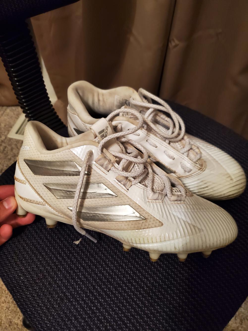 White Used Adult Men's Size 7.5 (Women's 8.5) Molded Cleats Adidas High