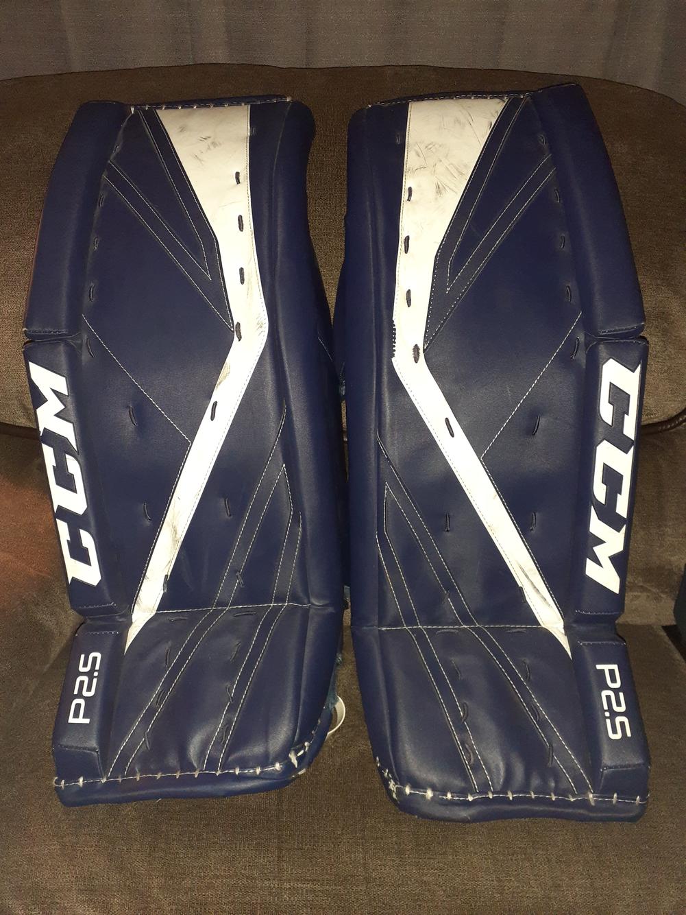 Blue Used Junior 30" CCM Premier P2.5 Goalie Leg Pads SidelineSwap