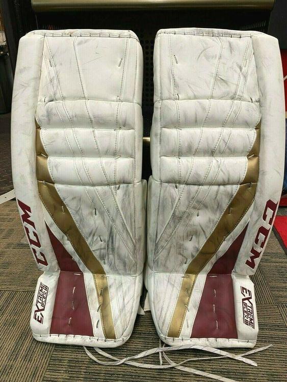CCM EFlex III Goalie Pads 32+1 Maroon and Vegas Gold SidelineSwap