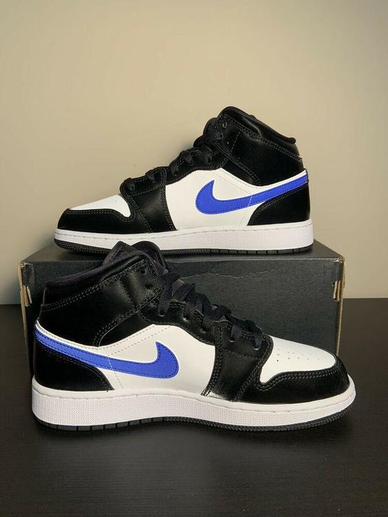air jordan 1 mid gs black racer blue