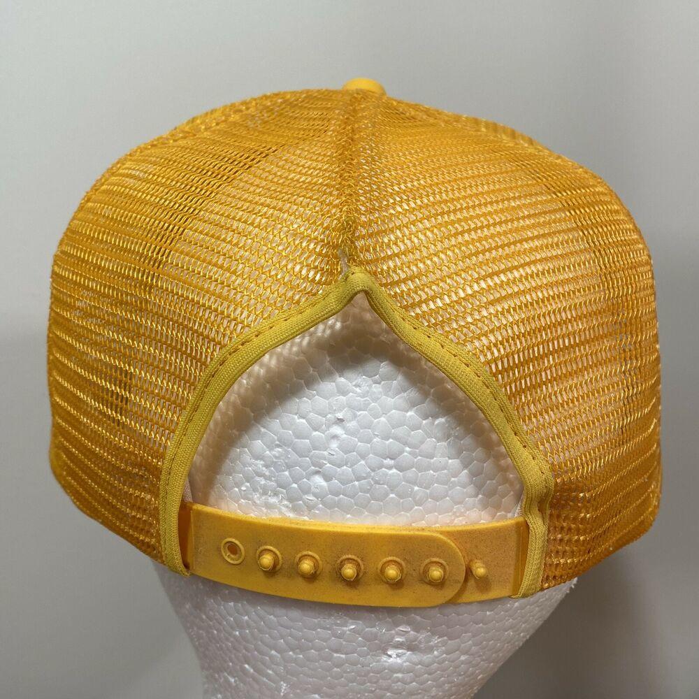 Milnot Milk Dairy Trucker Hat Snapback Cap Mesh Yellow Vintage 80s Farm USA Mens SidelineSwap