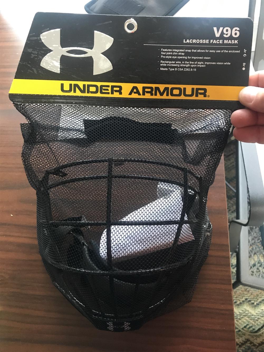 Black Youth Player's Under Armour V96 JR. Lacrosse box facemask Helmet