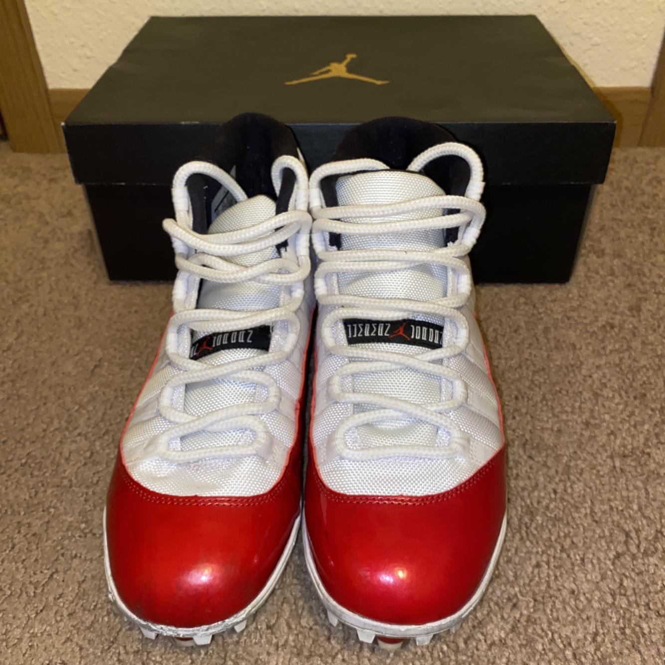 jordan 11 football cleats red