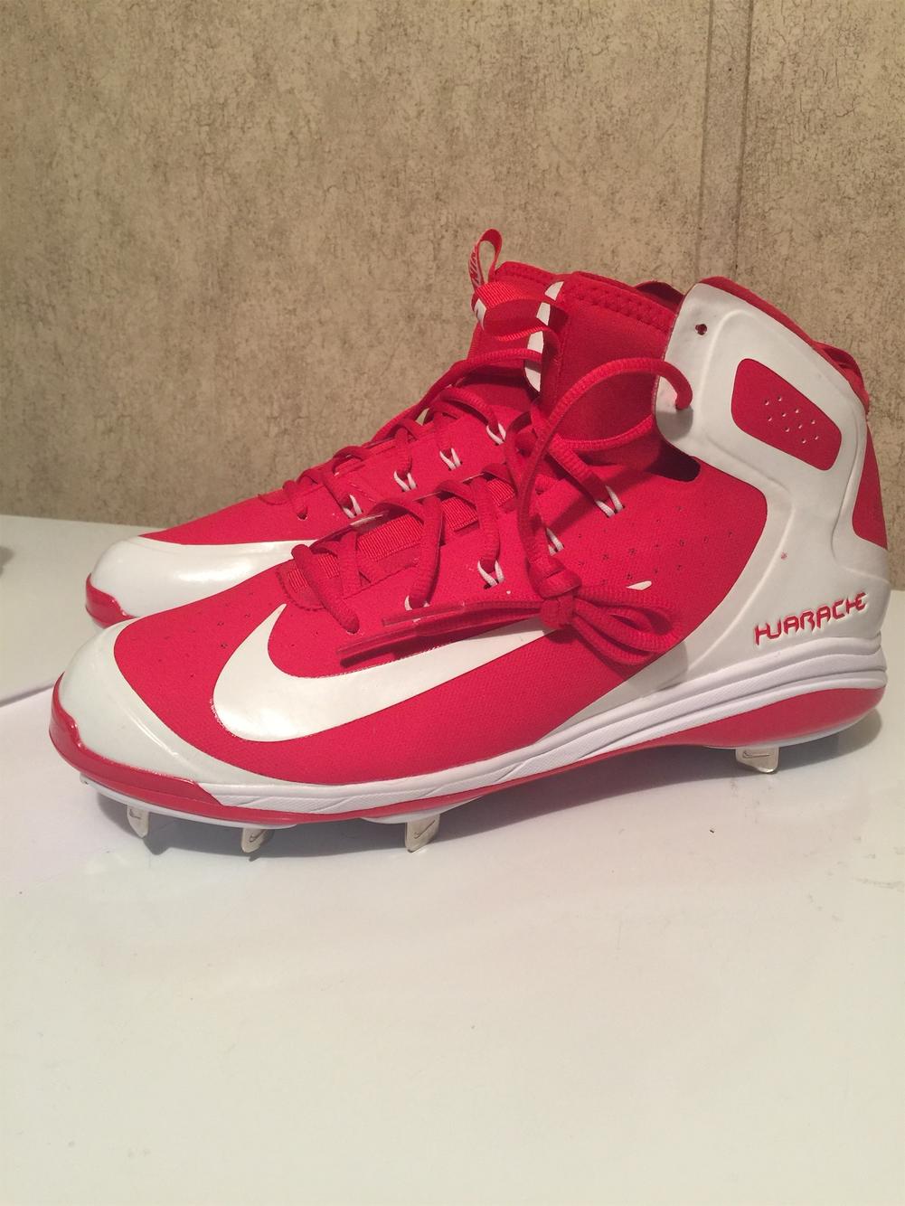 red baseball cleats