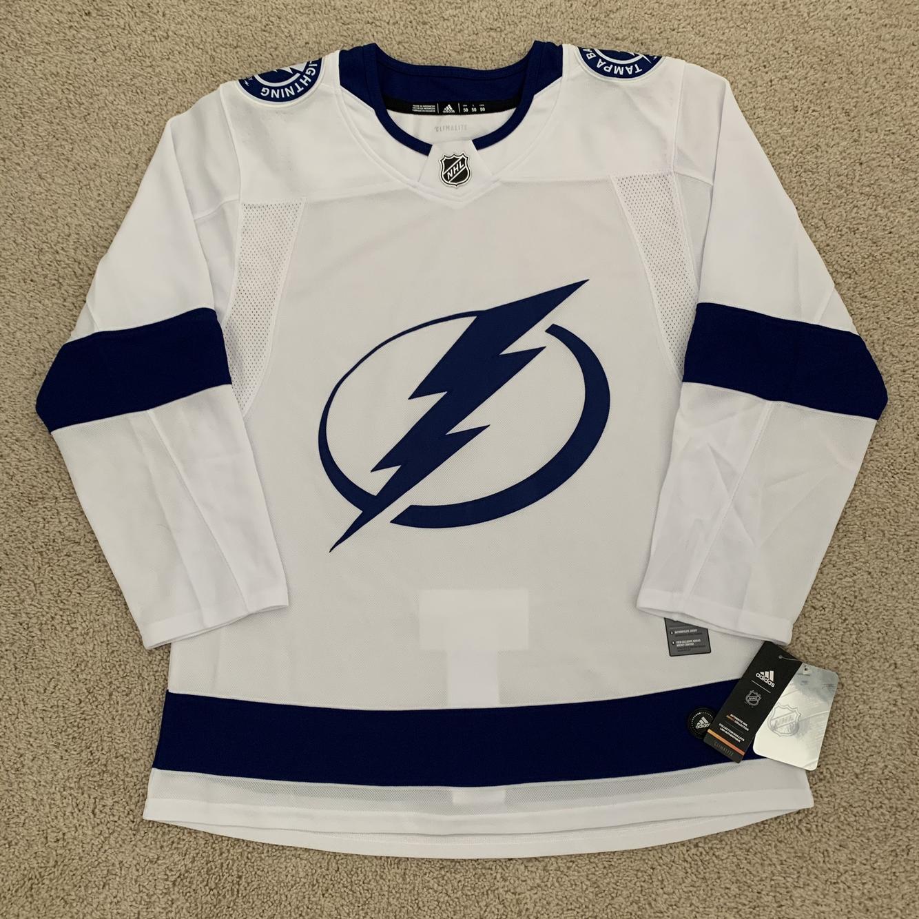 Size 50) Adidas Tampa Bay Lightning Authentic White Away Pro ... Size 50) Adidas Tampa Bay Lightning Authentic White Away Pro ...