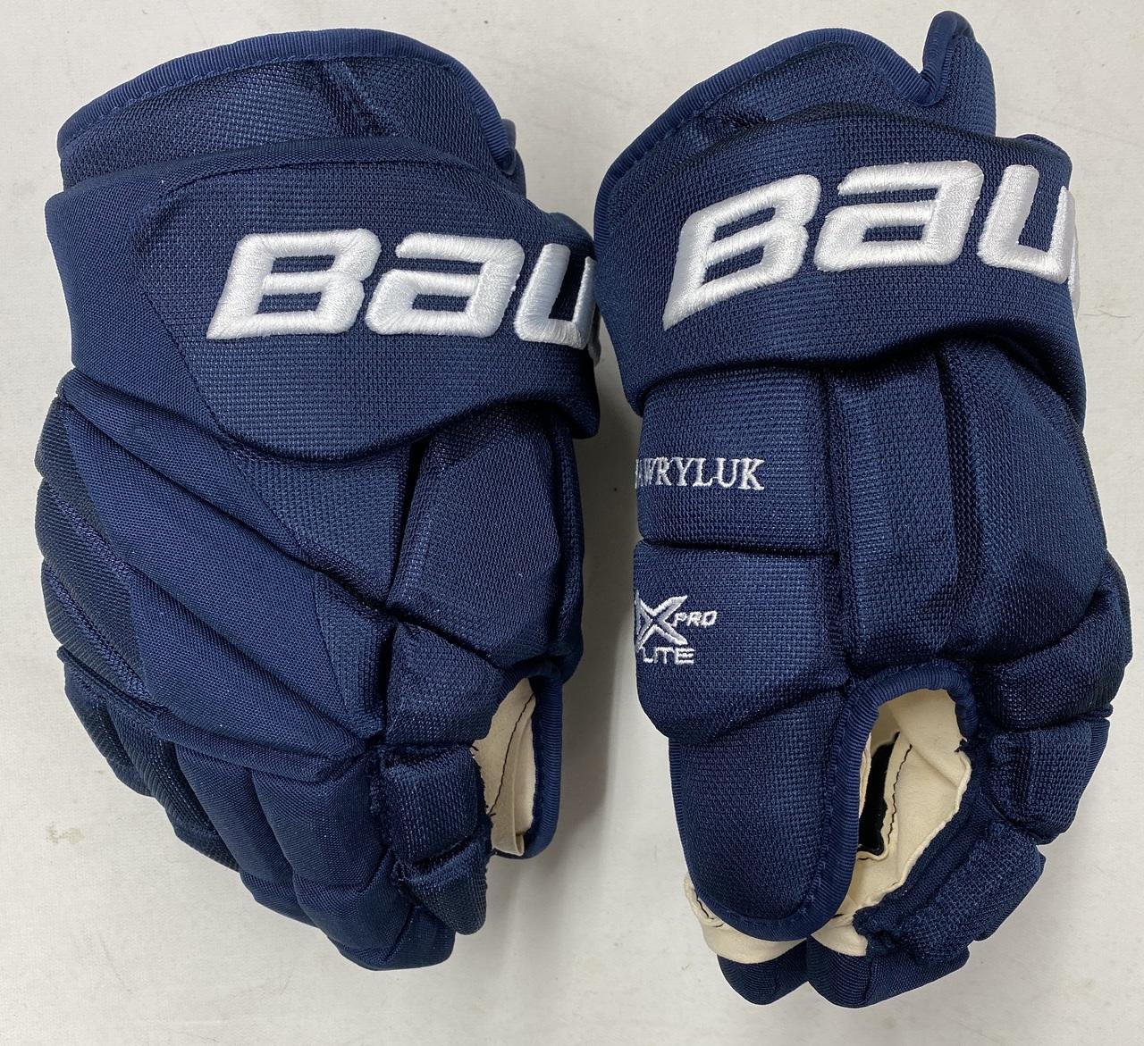 Bauer Vapor 1X Lite Pro Custom Hockey Gloves 14" Navy NHL Pro Stock Panthers Hawryluk (7303