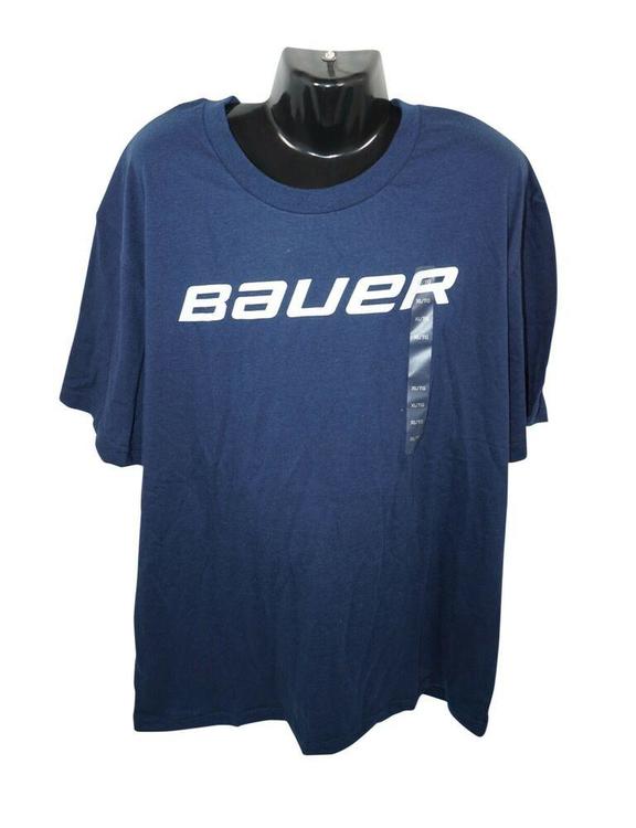 BAUER HOCKEY LOGO'D CORE TEE NAVY BLUE XL SHIRT YOUTH KIDS XLARGE NEW