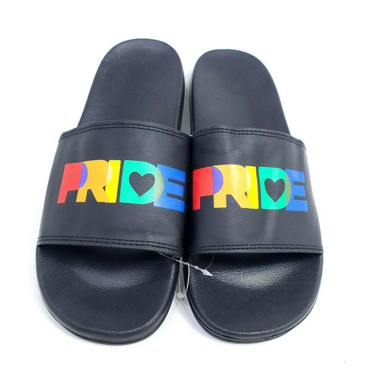 rainbow nike slides