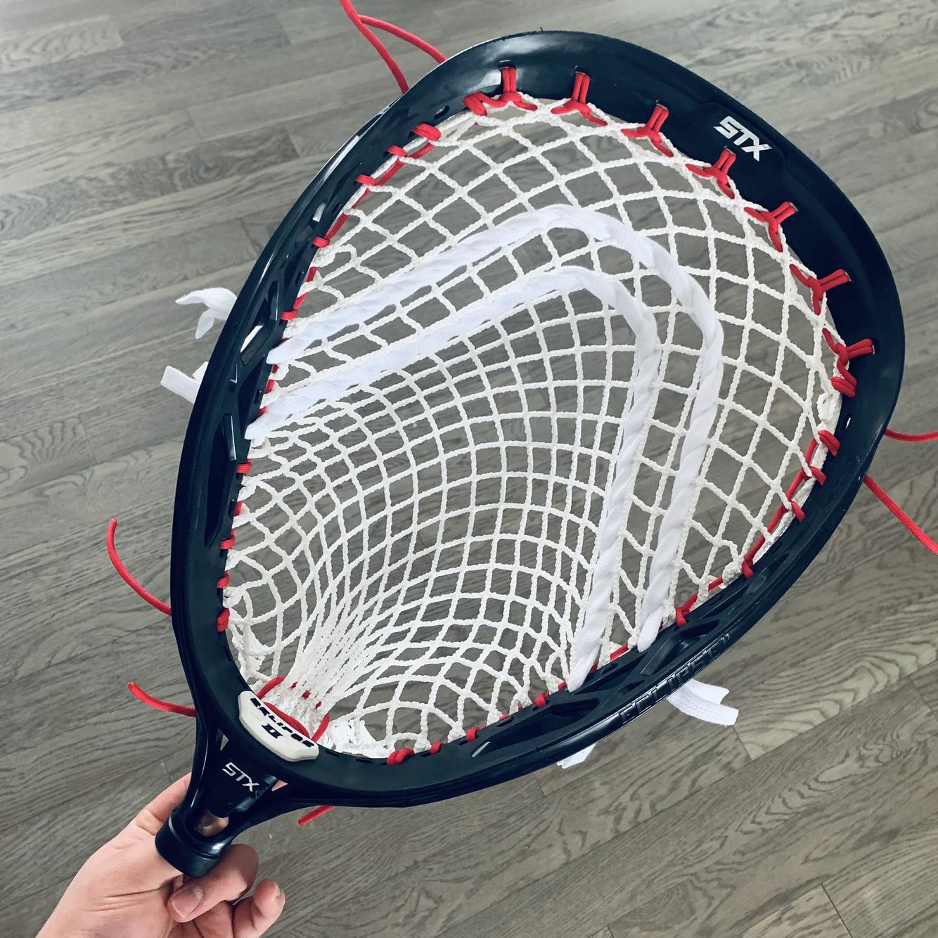 STX Black Eclipse 2 w/ 12D Grizzly 2x Mesh Goalie Head StringKing
