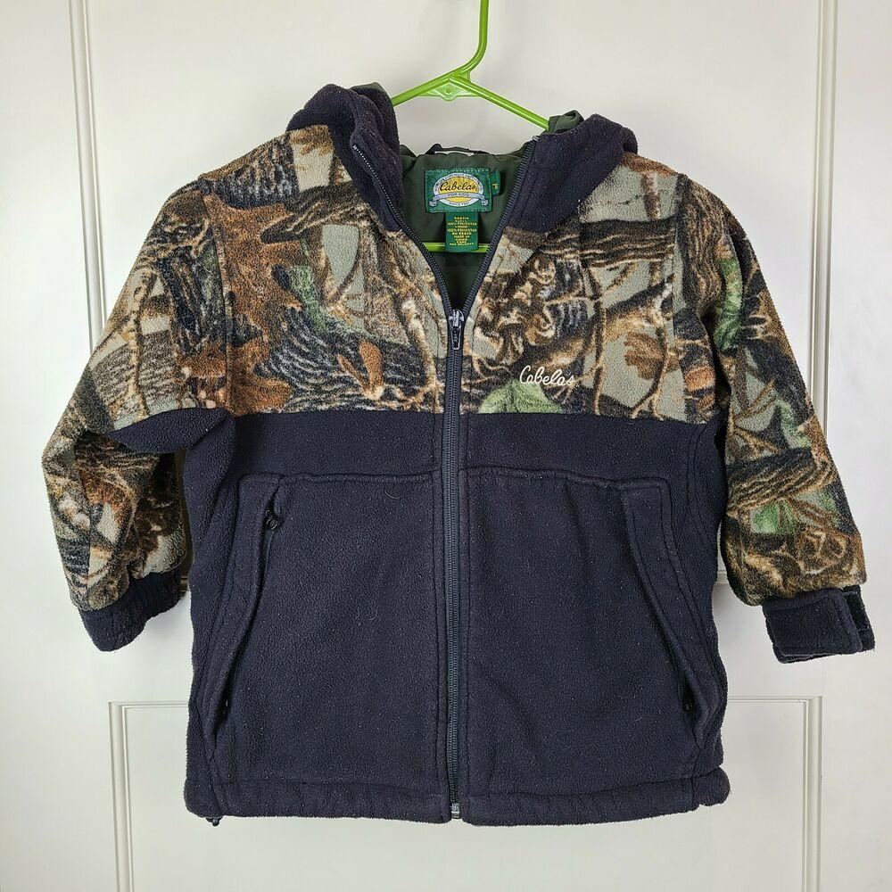 Cabela's KIDS Camo Jacket Hoodie Fleece Sweater Full Zip Size S