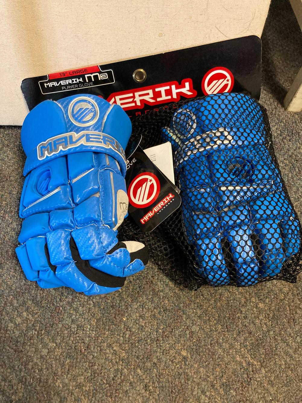 Royal Blue Player's Maverik M3 Lacrosse Gloves 13" SidelineSwap