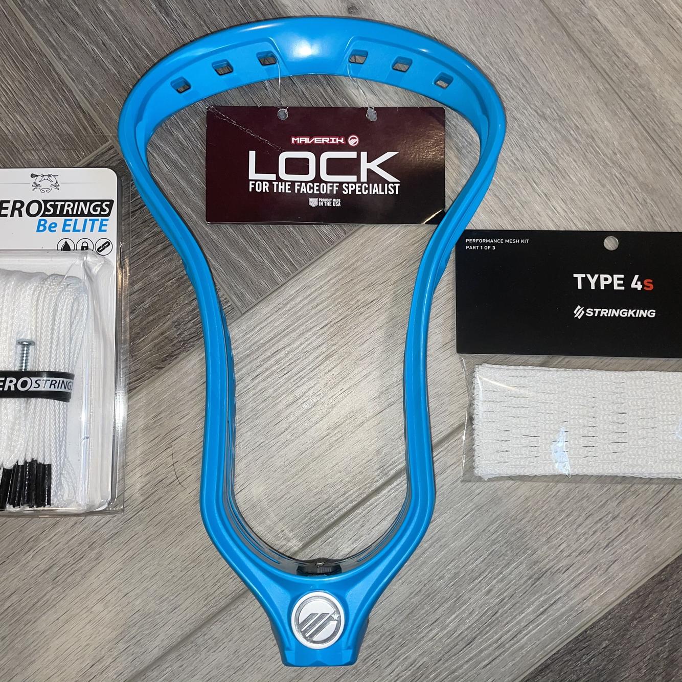 Blue New Attack & Midfield Unstrung Lock Head With Stringking Mesh And