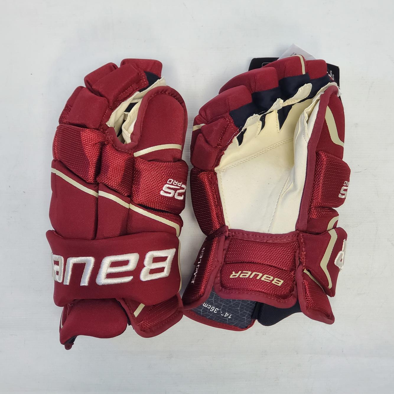 New Pro Stock Bauer Supreme 2S Pro Gloves Maroon/White NCAA (NG064) SidelineSwap