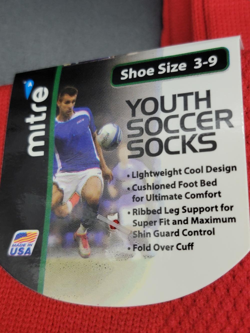 3 Pairs of Red Mitre Youth Soccer Socks Sizes 39 SidelineSwap