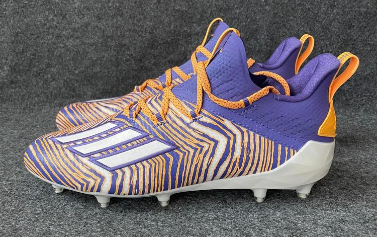 purple and gold adidas cleats
