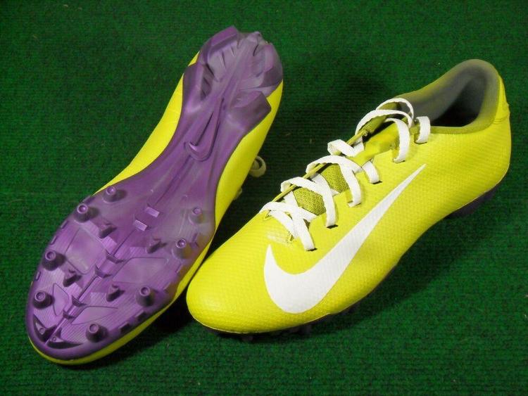 purple and yellow football cleats