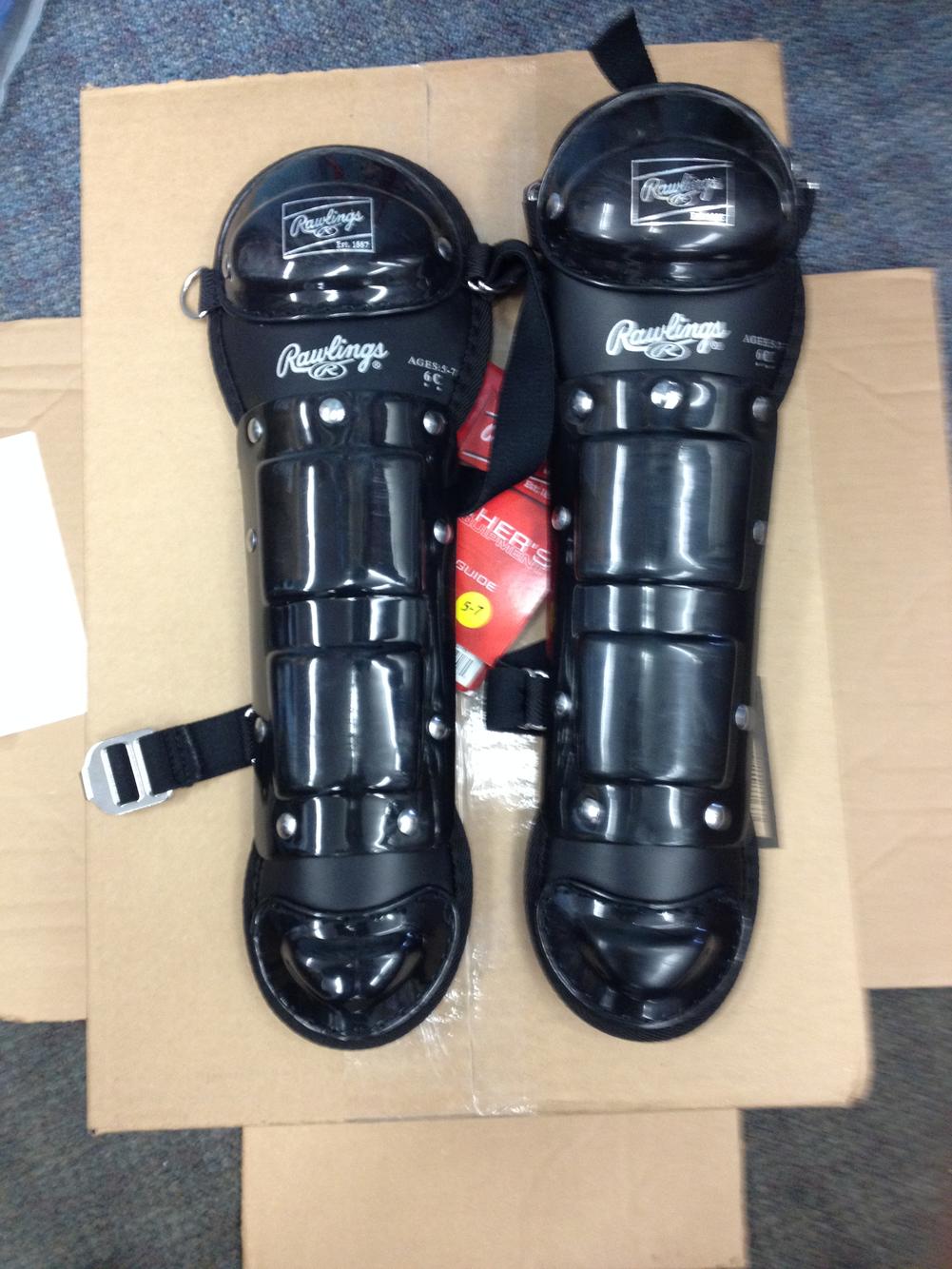Black New Youth 10" Rawlings Catcher's Leg Guards SidelineSwap