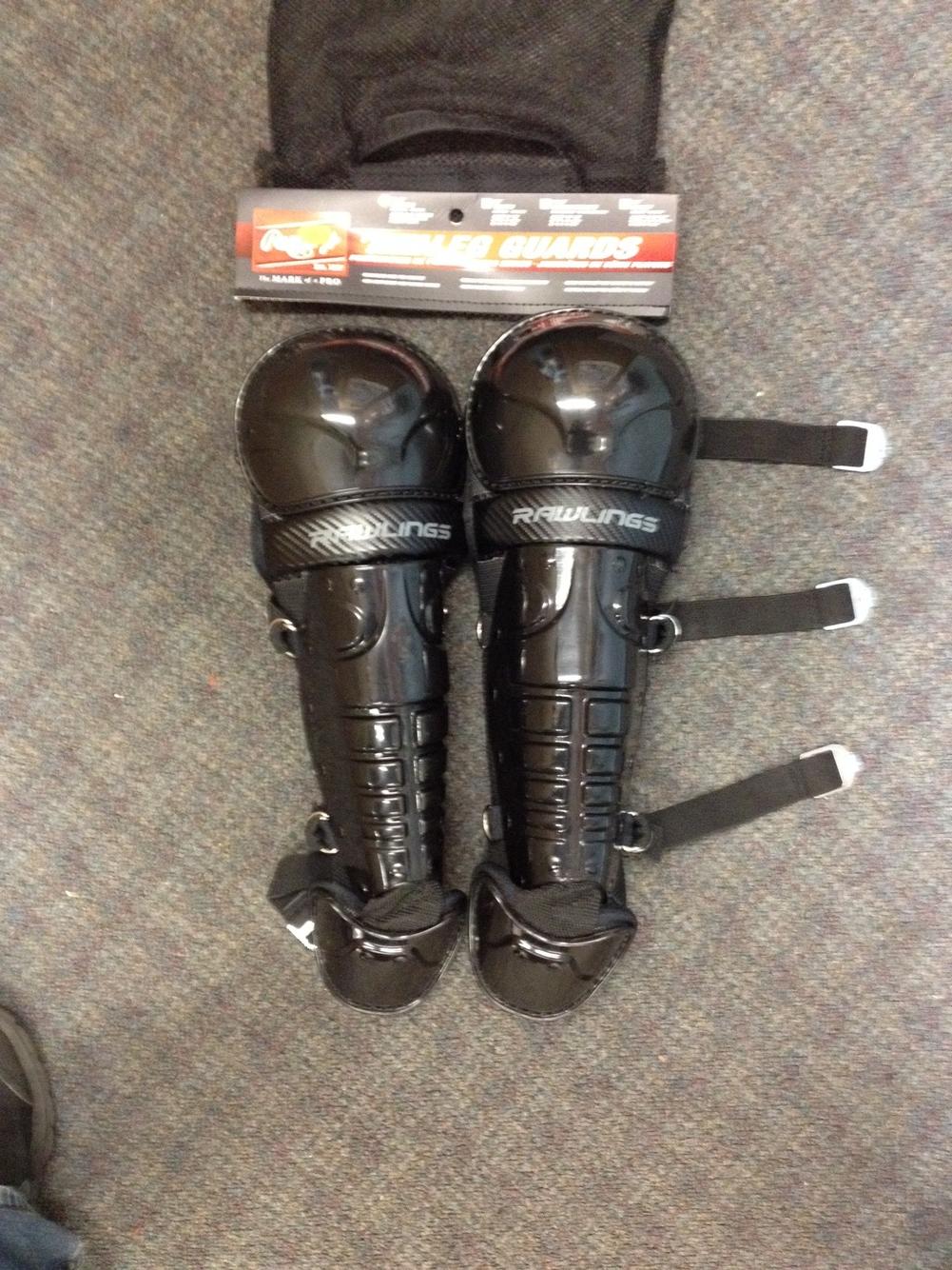 Black New Youth 11.5" Rawlings Catcher's Leg Guards SidelineSwap
