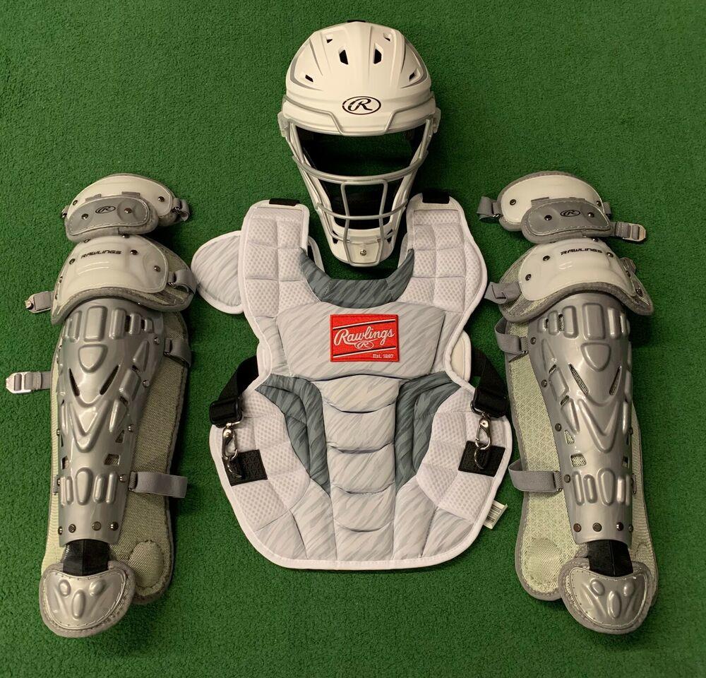 Rawlings Velo 2.0 Youth 1012 Baseball Catchers Gear Set White Grey
