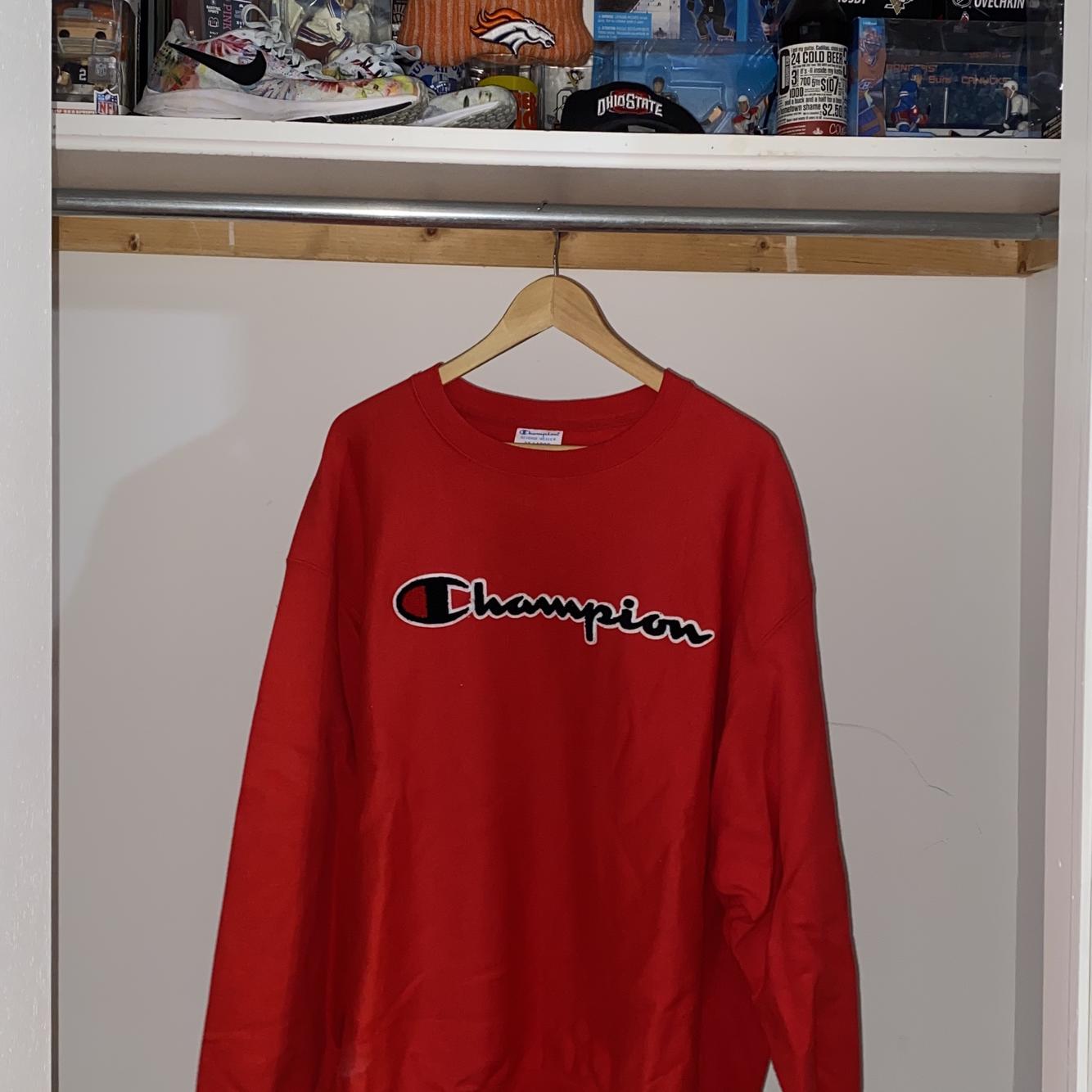 champion reverse weave sweatshirt red