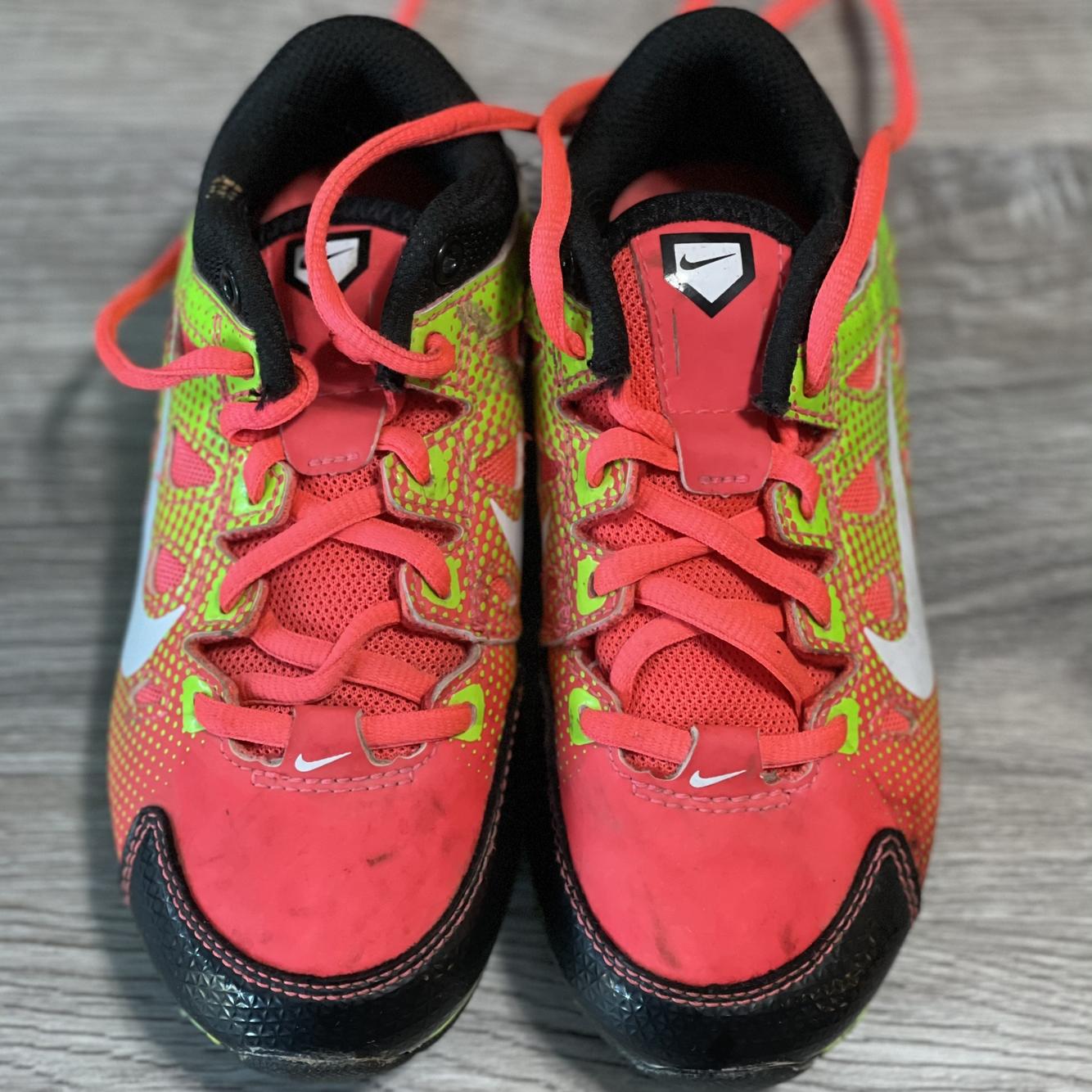 Nike Hyperdiamond Youth Softball Neon Pink/Neon Green Mid Cleats Size