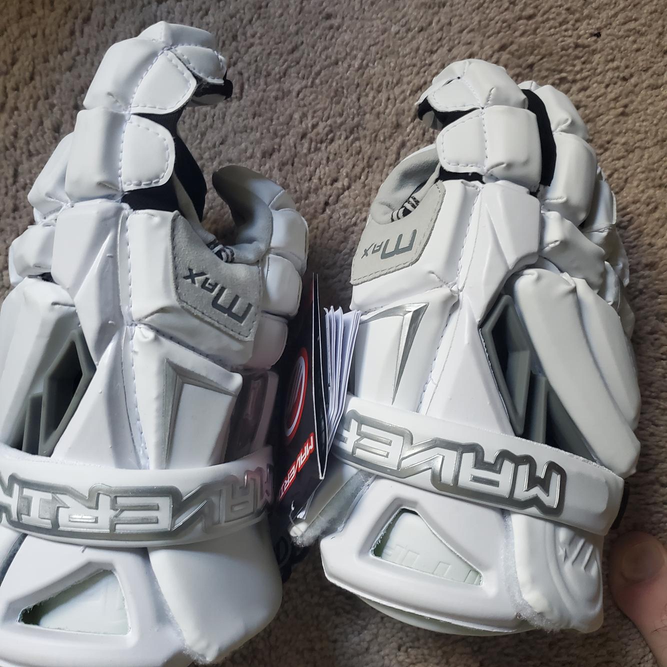 White New Player's Maverik Max Lacrosse Gloves 12" SidelineSwap