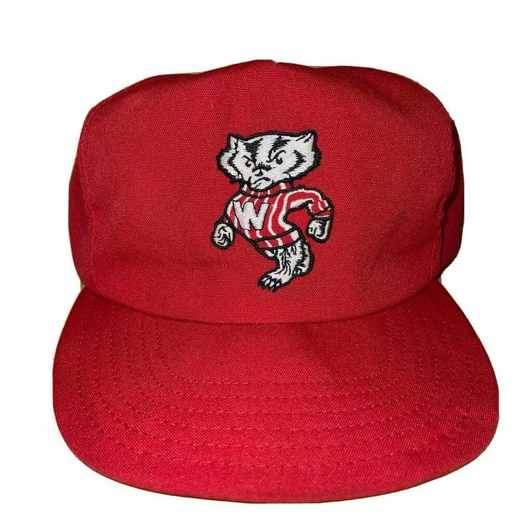 Vintage 80s Wisconsin Badgers Bucky Badger Snapback Hat Madison DeLong