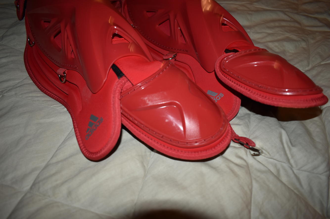 NEW Adidas Pro Series 2.0 Baseball Catcher's Leg Guards, Red, 17