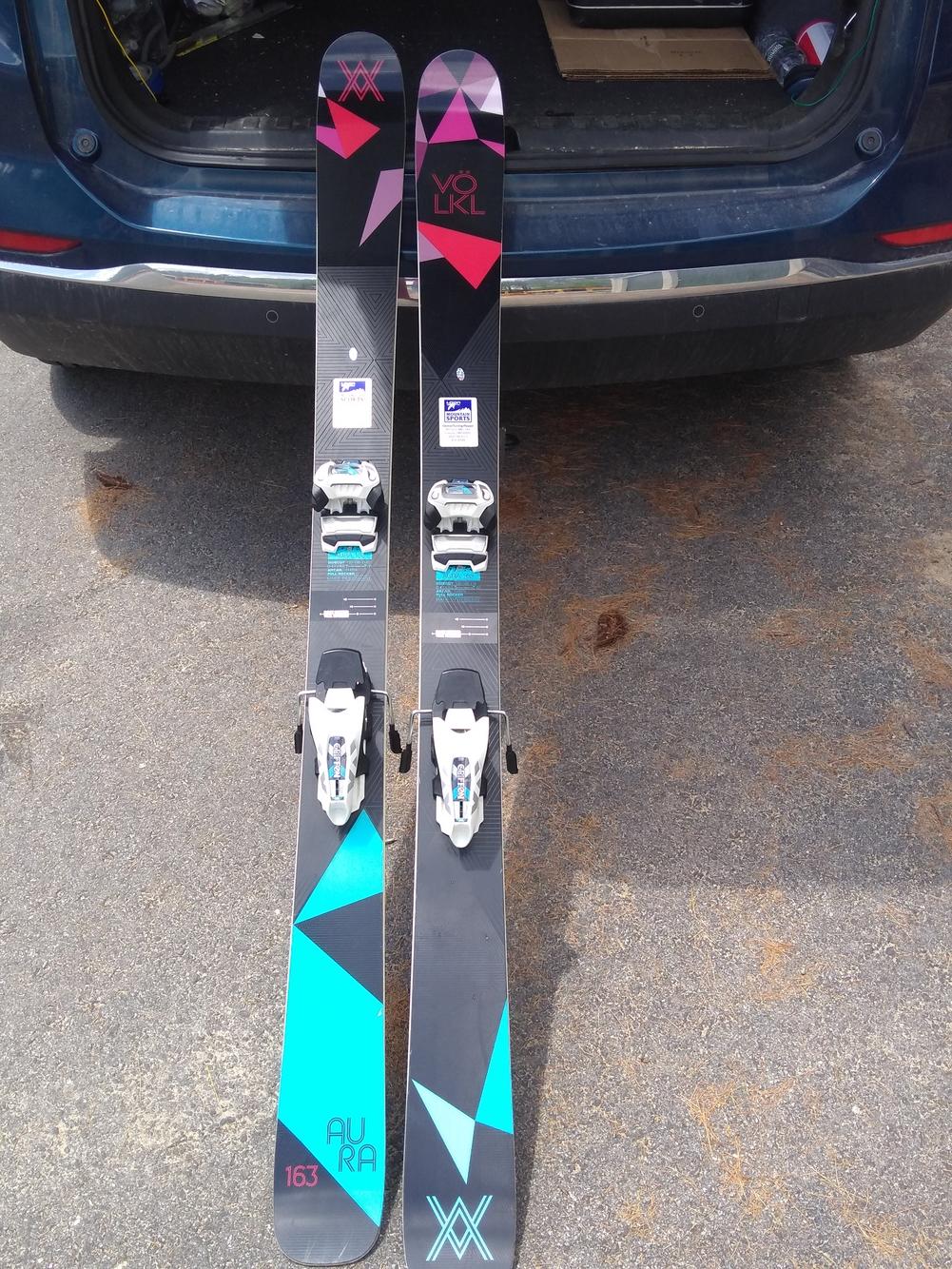 Used Volkl Aura Skis w. Marker Griffon Bindings SidelineSwap