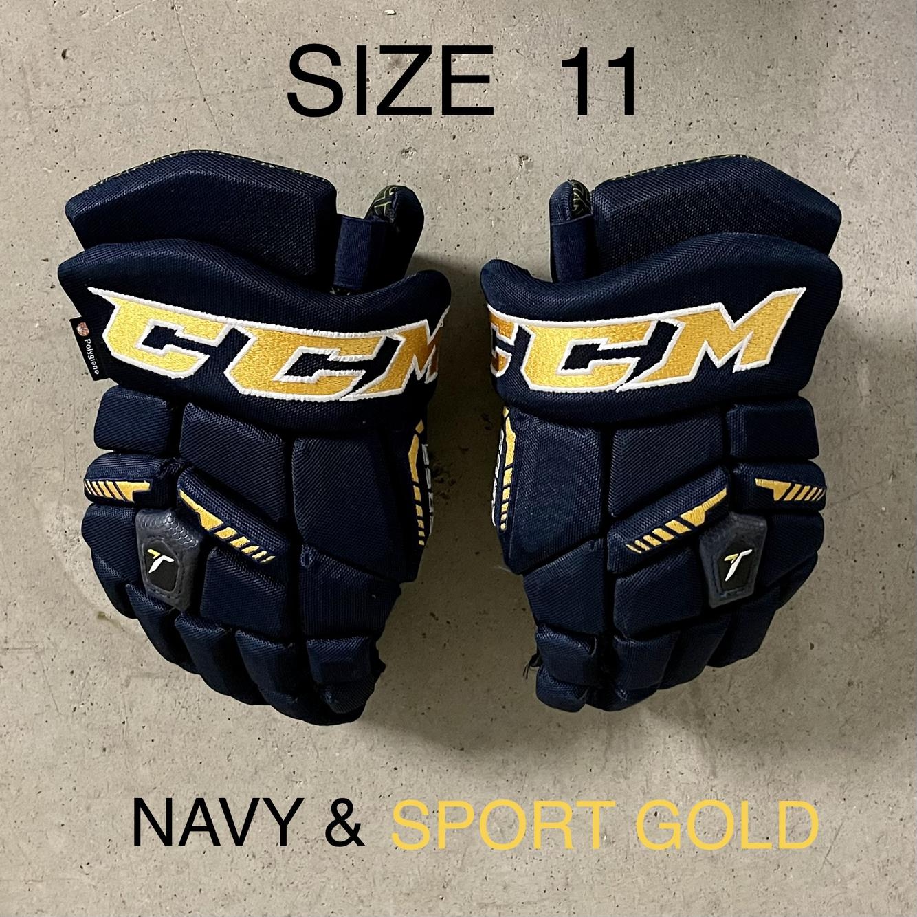 CCM JR. HOCKEY GLOVES SIZE 11 (NAVY/SPORT GOLD) SidelineSwap