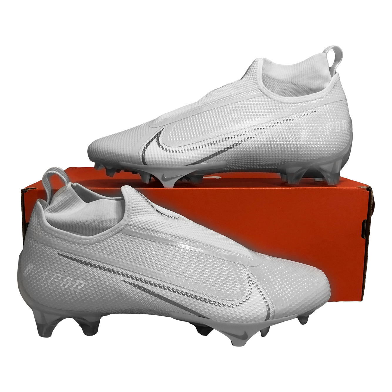Nike Vapor Edge Pro 360 Triple White/Chrome Football Cleat Size 8 AO8277108 SidelineSwap