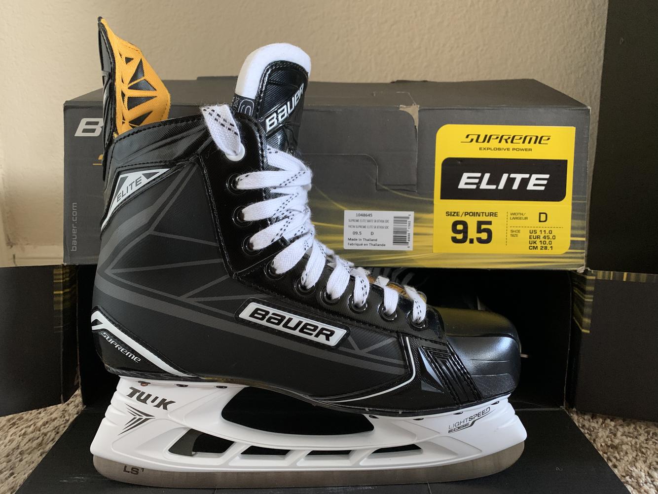 Senior Used Bauer Supreme elite Hockey Skates Regular Width Size 9.5