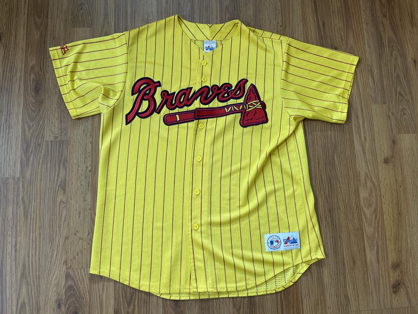 Atlanta Braves MLB VINTAGE MAJESTIC 1990s ALT Yellow Size XL Baseball