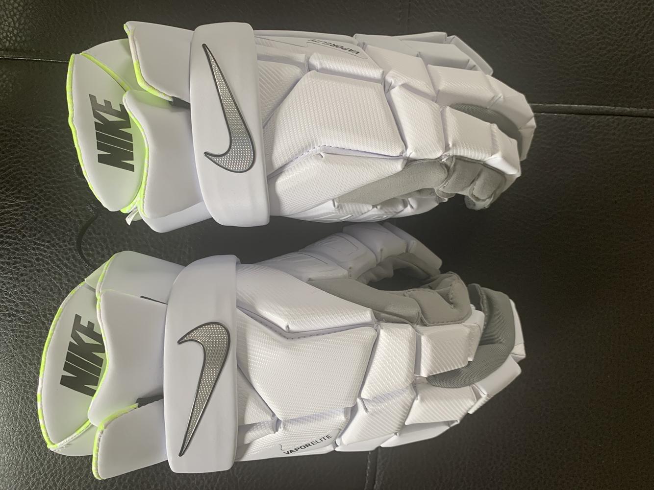 White New Player's Nike 13" Vapor Elite Lacrosse Gloves SidelineSwap