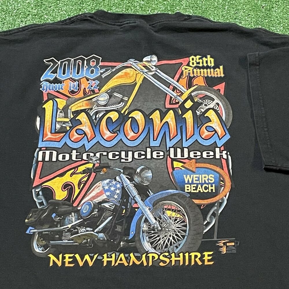 Laconia Bike Week Motorcycle T Shirt Mens XL Black New Hampshire Weirs
