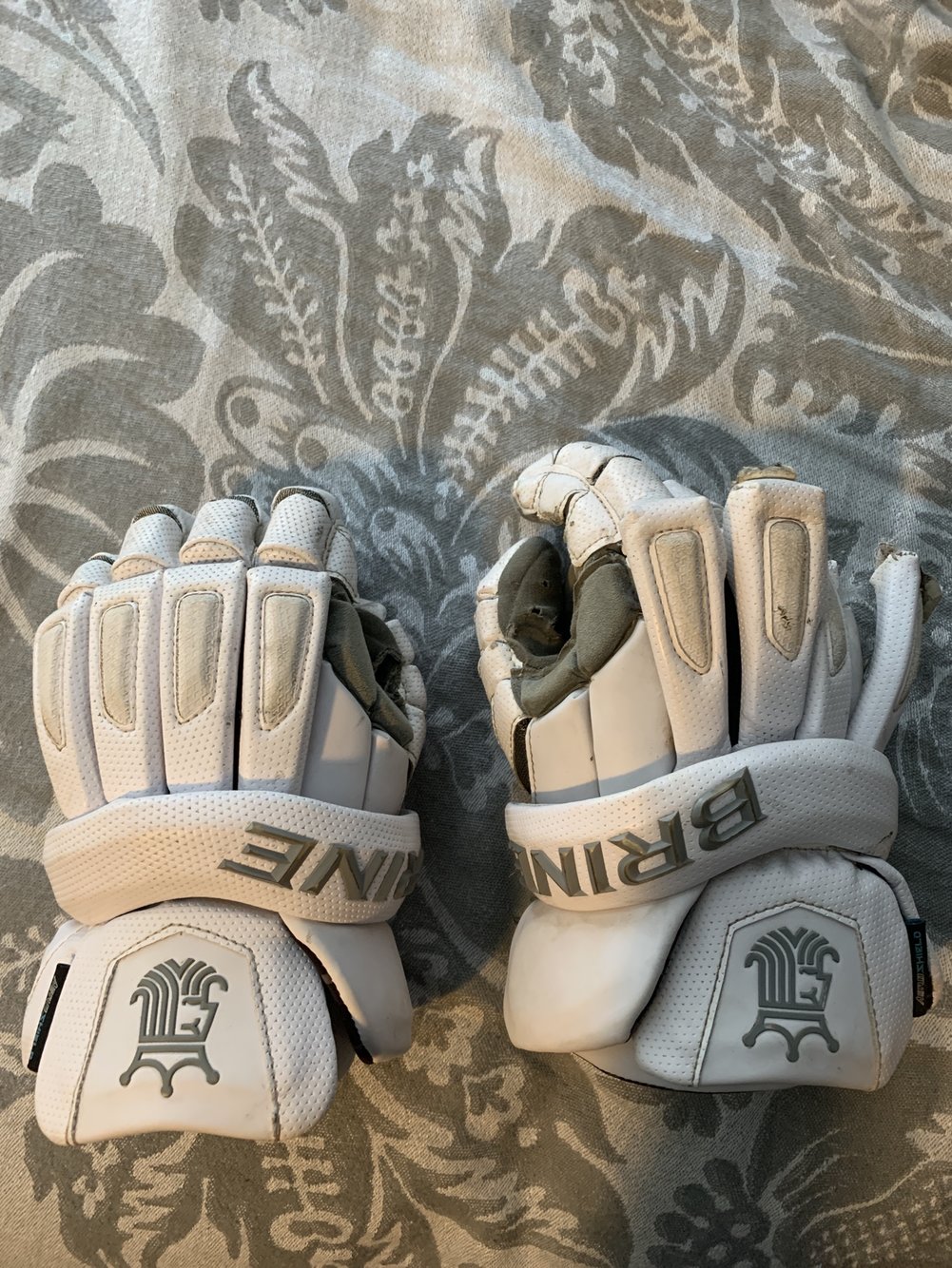 White Used Player's Brine 12" King Elite Lacrosse Gloves SidelineSwap