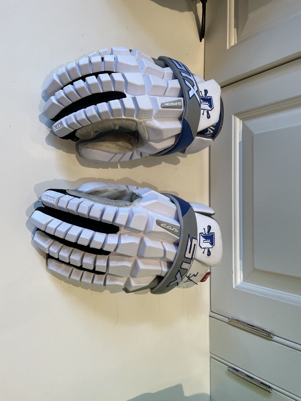 White Used STX 13" Surgeon RZR Lacrosse Gloves SidelineSwap