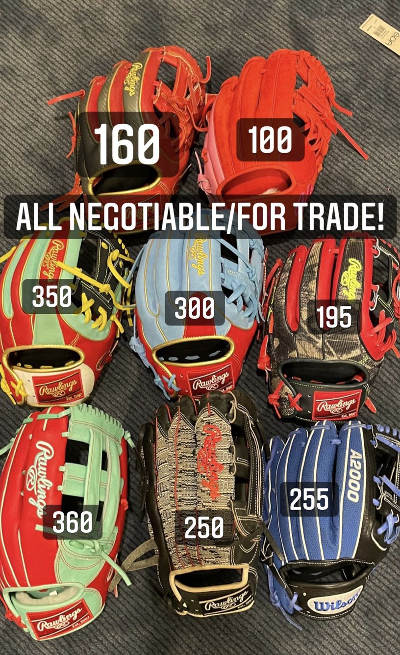 A LOT OF WILSON AND RAWLINGS GLOVES FOR SALE SidelineSwap