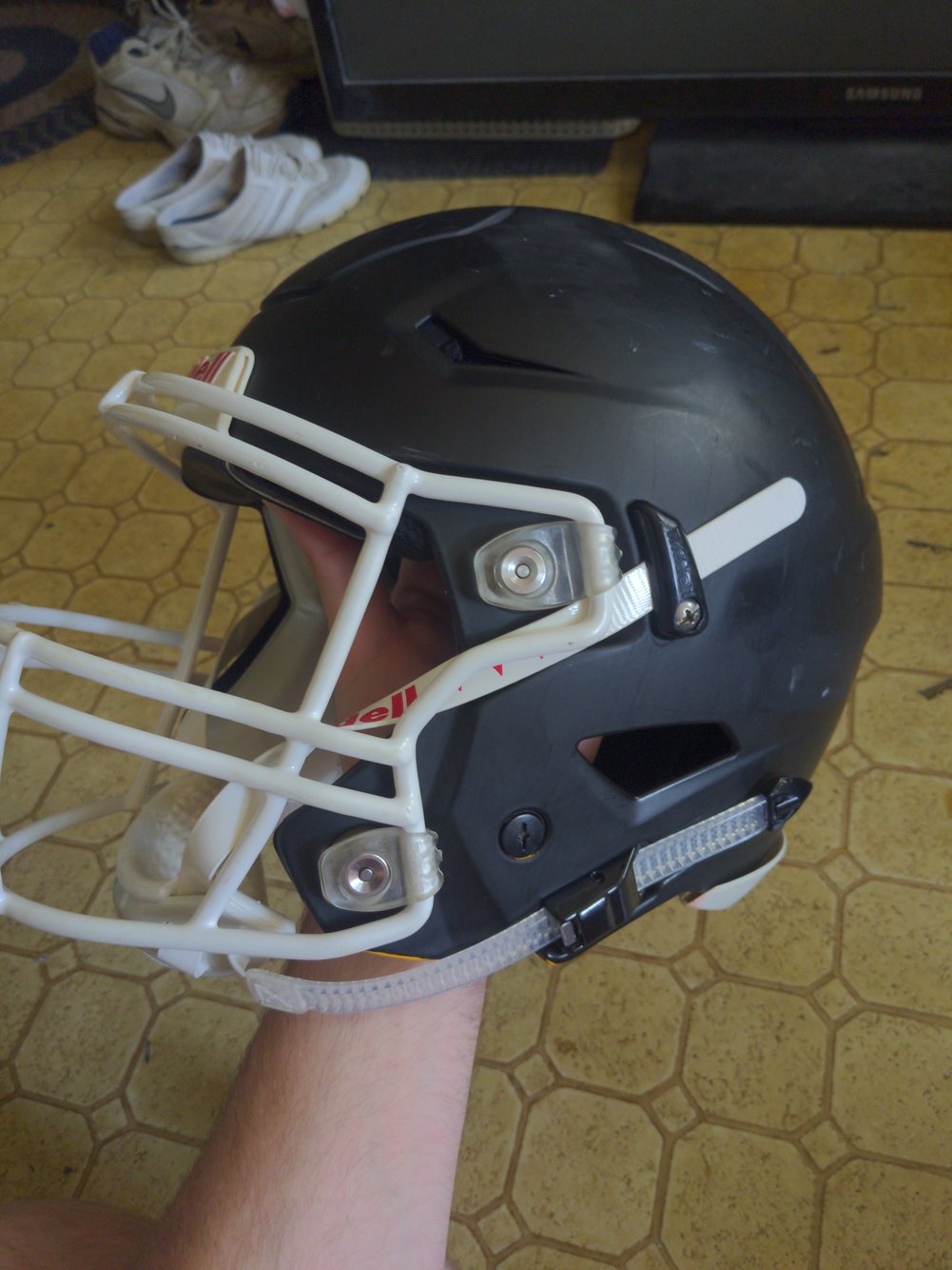 Adult large matte black Riddell SpeedFlex Helmet SidelineSwap