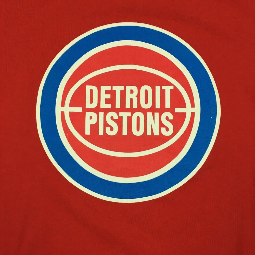 Vintage NBA Hardwood Classics Detroit Pistons Retro Logo Ringer TShit
